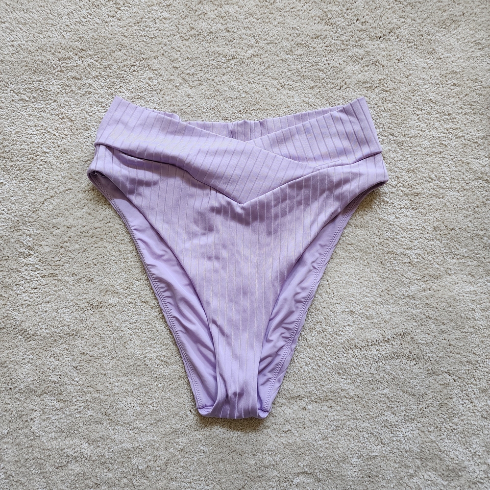 Aerie Large Lavender High-Waisted Criss Cross Bikini Bottom
